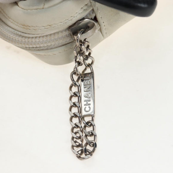 CHANEL COCO Mark Matelasse Cambon Line Bag Leather White CC Auth 194709M