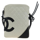 CHANEL COCO Mark Matelasse Cambon Line Bag Leather White CC Auth 194709M-2