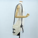 CHANEL COCO Mark Matelasse Cambon Line Bag Leather White CC Auth 194709M-26