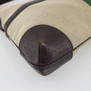 GUCCI Web Sherry Line Shoulder Bag Canvas Beige Silver 114879 Auth 194715A-11