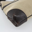GUCCI Web Sherry Line Shoulder Bag Canvas Beige Silver 114879 Auth 194715A-13