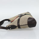 GUCCI Web Sherry Line Shoulder Bag Canvas Beige Silver 114879 Auth 194715A-4
