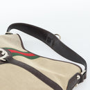 GUCCI Web Sherry Line Shoulder Bag Canvas Beige Silver 114879 Auth 194715A-8
