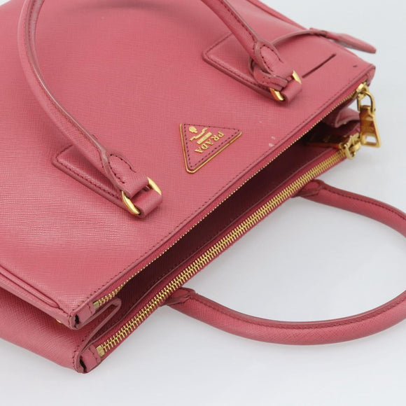 PRADA Galleria Hand Bag Saffiano leather Pink Gold Auth 194716A