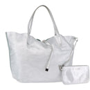 TIFFANY&Co. Tote Bag Suede Turquoise Blue Silver Auth 194717A-1