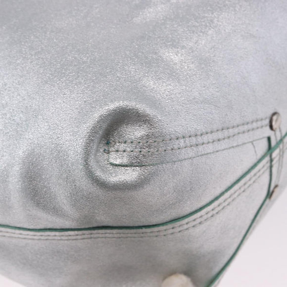 TIFFANY&Co. Tote Bag Suede Turquoise Blue Silver Auth 194717A