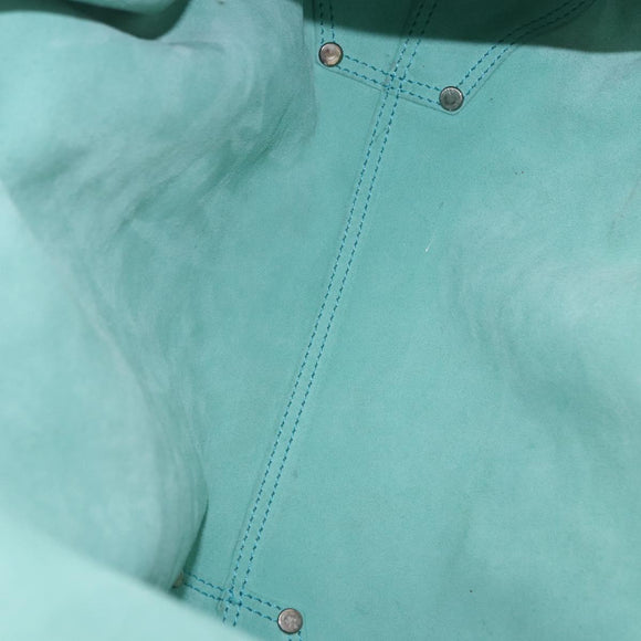 TIFFANY&Co. Tote Bag Suede Turquoise Blue Silver Auth 194717A