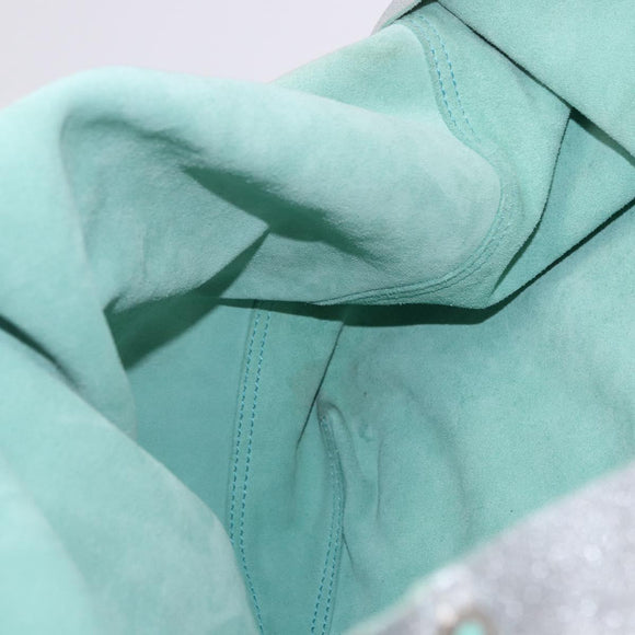 TIFFANY&Co. Tote Bag Suede Turquoise Blue Silver Auth 194717A