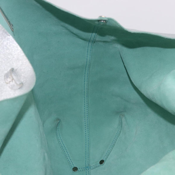 TIFFANY&Co. Tote Bag Suede Turquoise Blue Silver Auth 194717A