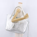TIFFANY&Co. Tote Bag Suede Turquoise Blue Silver Auth 194717A-21