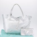 TIFFANY&Co. Tote Bag Suede Turquoise Blue Silver Auth 194717A-22