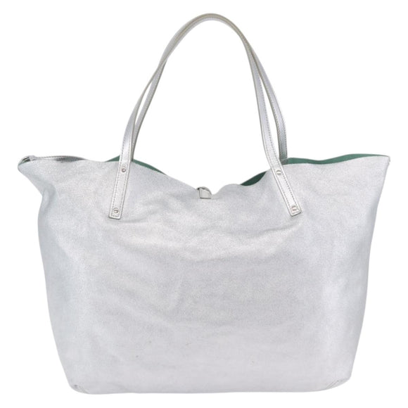 TIFFANY&Co. Tote Bag Suede Turquoise Blue Silver Auth 194717A
