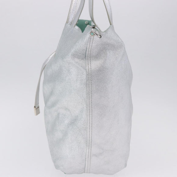 TIFFANY&Co. Tote Bag Suede Turquoise Blue Silver Auth 194717A