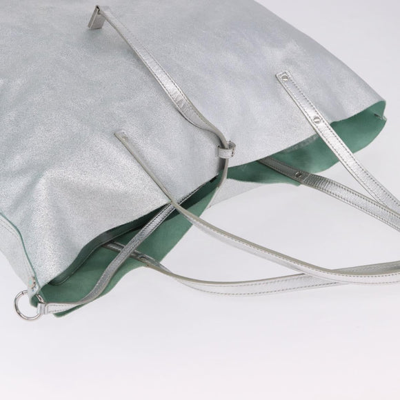 TIFFANY&Co. Tote Bag Suede Turquoise Blue Silver Auth 194717A