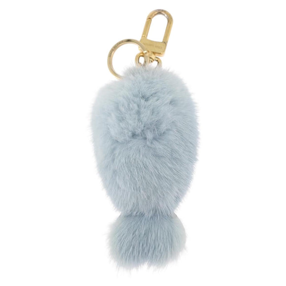 LOUIS VUITTON Porte Cles LV Seal Bag Charm Fur Light Blue M00550 LV Auth 194719M