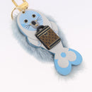 LOUIS VUITTON Porte Cles LV Seal Bag Charm Fur Light Blue M00550 LV Auth 194719M-4