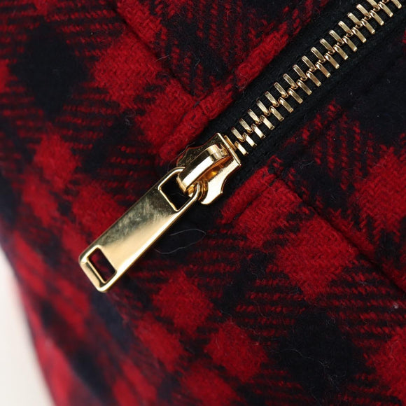 CELINE Triomphe Chain Large Pliage Patapan Bag Wool Red Gold Auth 194727SAM
