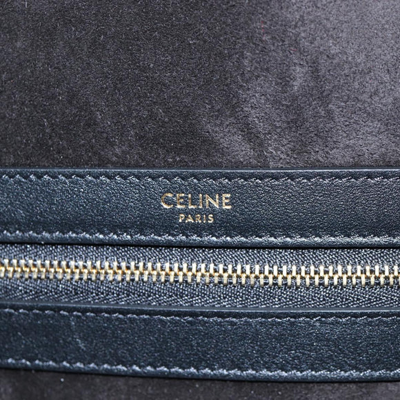 CELINE Triomphe Chain Large Pliage Patapan Bag Wool Red Gold Auth 194727SAM