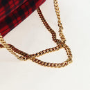 CELINE Triomphe Chain Large Pliage Patapan Bag Wool Red Gold Auth 194727SAM-7