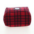 CELINE Triomphe Chain Large Pliage Patapan Bag Wool Red Gold Auth 194727SAM-5