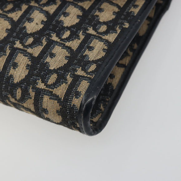 Christian Dior Trotter Canvas Chain Shoulder Bag Navy Gold Auth 194730