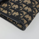 Christian Dior Trotter Canvas Chain Shoulder Bag Navy Gold Auth 194730-11