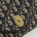 Christian Dior Trotter Canvas Chain Shoulder Bag Navy Gold Auth 194730-14