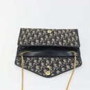 Christian Dior Trotter Canvas Chain Shoulder Bag Navy Gold Auth 194730-15
