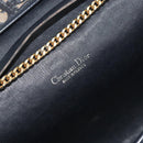 Christian Dior Trotter Canvas Chain Shoulder Bag Navy Gold Auth 194730-16