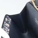 Christian Dior Trotter Canvas Chain Shoulder Bag Navy Gold Auth 194730-19