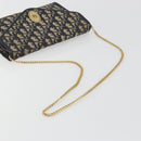 Christian Dior Trotter Canvas Chain Shoulder Bag Navy Gold Auth 194730-7