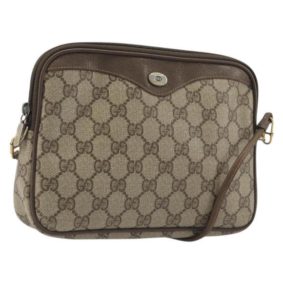GUCCI GG Supreme Shoulder Bag PVC Beige Gold 97 02 068 Auth 194731