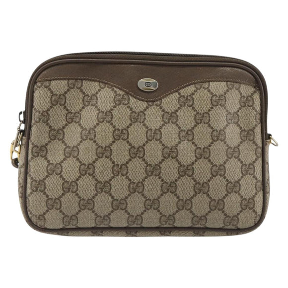 GUCCI GG Supreme Shoulder Bag PVC Beige Gold 97 02 068 Auth 194731