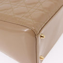 Christian Dior Lady Dior Canage Hand Bag Patent leather Beige Gold Auth 194732V-12