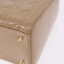 Christian Dior Lady Dior Canage Hand Bag Patent leather Beige Gold Auth 194732V-13