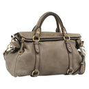 Miu Miu Hand Bag Leather 2way Brown Gold Auth 194733V-1