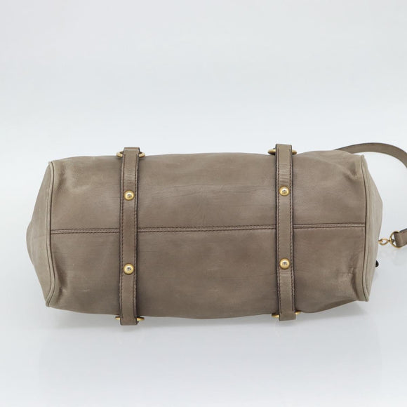 Miu Miu Hand Bag Leather 2way Brown Gold Auth 194733V