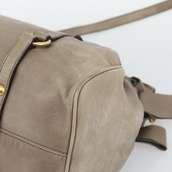 Miu Miu Hand Bag Leather 2way Brown Gold Auth 194733V