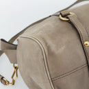 Miu Miu Hand Bag Leather 2way Brown Gold Auth 194733V-13