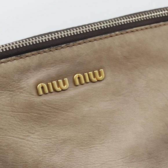 Miu Miu Hand Bag Leather 2way Brown Gold Auth 194733V