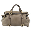 Miu Miu Hand Bag Leather 2way Brown Gold Auth 194733V-2