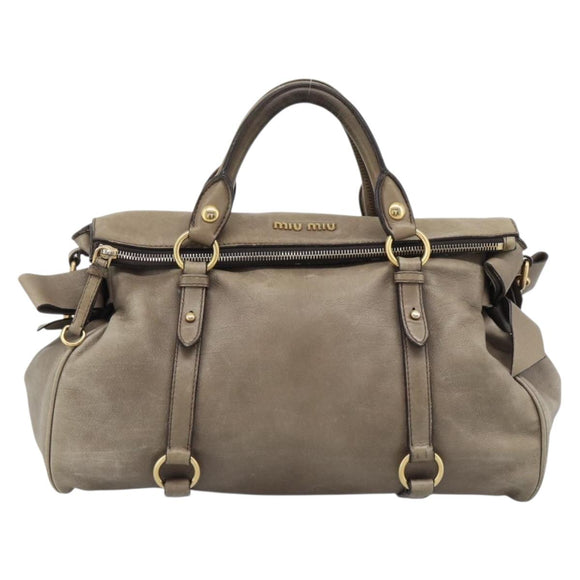 Miu Miu Hand Bag Leather 2way Brown Gold Auth 194733V