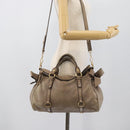 Miu Miu Hand Bag Leather 2way Brown Gold Auth 194733V-25
