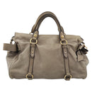Miu Miu Hand Bag Leather 2way Brown Gold Auth 194733V-3