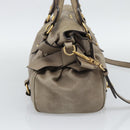 Miu Miu Hand Bag Leather 2way Brown Gold Auth 194733V-4