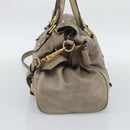 Miu Miu Hand Bag Leather 2way Brown Gold Auth 194733V-5