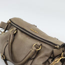 Miu Miu Hand Bag Leather 2way Brown Gold Auth 194733V-6