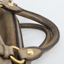 Miu Miu Hand Bag Leather 2way Brown Gold Auth 194733V-8