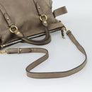 Miu Miu Hand Bag Leather 2way Brown Gold Auth 194733V-9