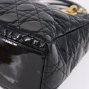 Christian Dior Lady Dior Canage Hand Bag Patent leather Black Gold Auth 194734V-13